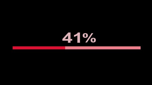  Line bar loading processing 0 to 93 loading animation on black screen.Retro loading line bar animation. 4k video.