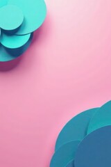 Abstract Pink and Teal Circular Design with Overlapping Shapes and Copy Space
