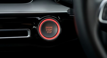 Naklejka premium Close-up of a modern car ignition button