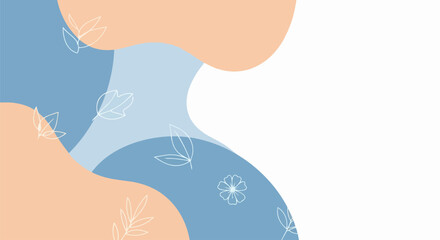 Soft pastel organic shapes with subtle floral line art elements