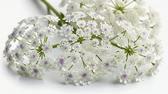 White Cow Parsley Flowers Displayed on a White Background for Floral Design and Decoration