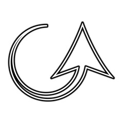 Neon Black Glowing Curved Arrow Icon - Growth, Refresh, and Progress Symbol Vector Illustration
