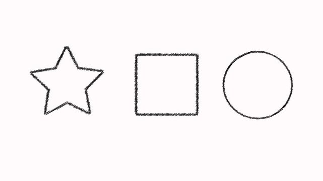 Hand drawn scribble shape set icon animation on white transparent background