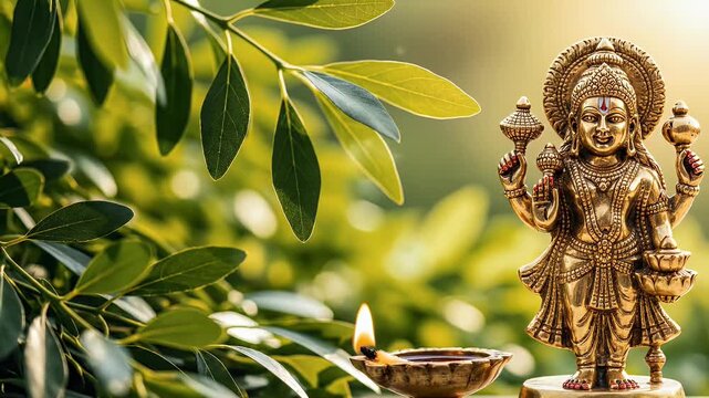 Amalaki Ekadashi Lord Vishnu Golden Idol and Expansive Divine Light Space