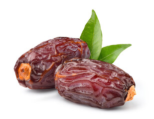 Dried dates fruit isolated on white.