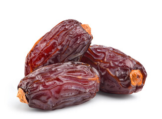Dried dates fruit isolated on white.