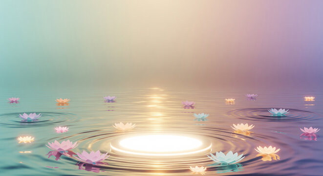 Lotus Spiritual Water Background with Copy Space for Hindu Devotional Artwork