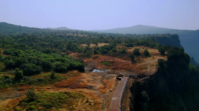 Shot from above valley view from the hill kavlesad point kolhapur