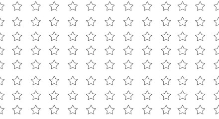 Seamless background pattern featuring numerous repeating outlines of simple five-pointed stars arranged in neat horizontal and vertical rows for decorative effect
