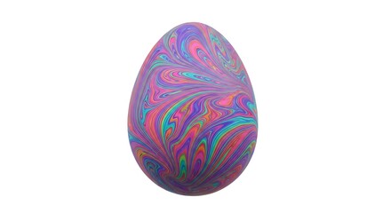 Liquid Paint Swirl Easter Egg, Marbled Vibrant Fluid Egg Sculpture, Psychedelic Holiday Art