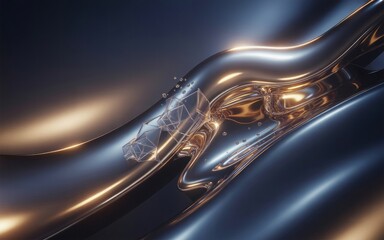 Obraz premium Stunning metallic surface with golden light reflections