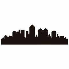 Fototapeta premium Black and White Silhouette of a City Skyline Against a White Background