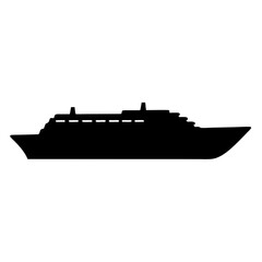 Obraz premium Black silhouette of a large cruise ship on a white background