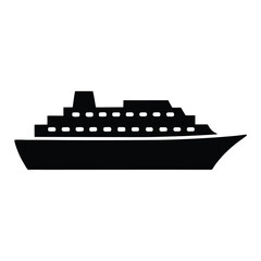 Obraz premium Detailed Black and White Silhouette of a Cruise Ship on White Background