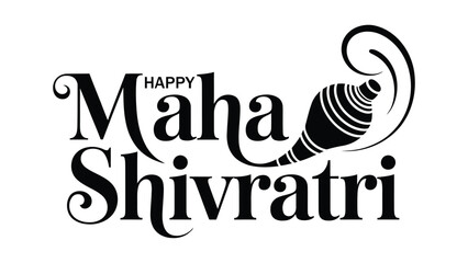  happy maha shivratri decorative typography design with damru symbol hindu religious festival celebration vector illustration © VectAmaze