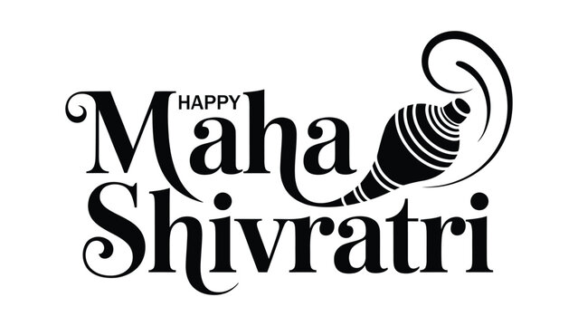  happy maha shivratri decorative typography design with damru symbol hindu religious festival celebration vector illustration