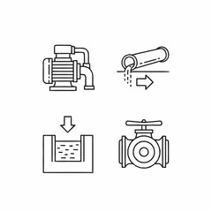 Industrial Valve Pump and Pipe Icons.