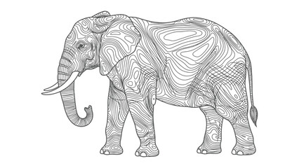 Obraz premium Majestic Elephant Illustration: An artistic portrayal of a magnificent elephant, its powerful form rendered with intricate line work, showcasing the beauty and strength of this iconic creature.