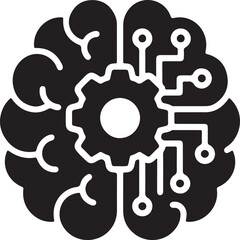 Mechanical Brain Neural Network and AGI Processor Vector Icon