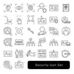 セキュリティのアイコンセット : パスワード・生体認証素材