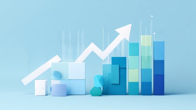 Modern finance concept minimalist abstract data visualization growth arrow digital investment theme simple geometric elements clean fintech background corporate economy style
