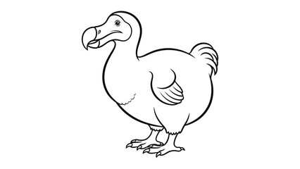 Dodo Bird Illustration: A detailed black and white illustration of a Dodo bird, capturing the extinct flightless bird's distinctive features and stout form. © Hasib