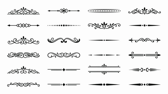  Elegant ornamental text dividers and decorative borders set with vintage flourish design elements.
