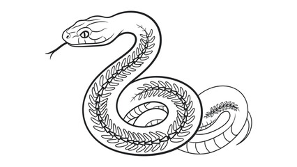 Obraz premium Coiled Snake Illustration: This illustration captures the intricate beauty of a snake with detailed skeletal structure, ready to slither into your imagination. 