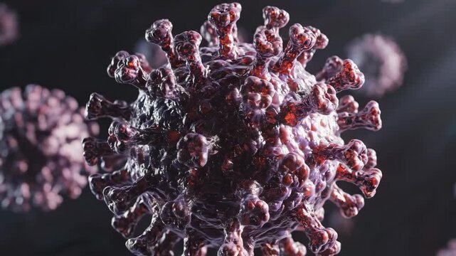 Close-Up View of Virus Structure with Intricate Details and Colors