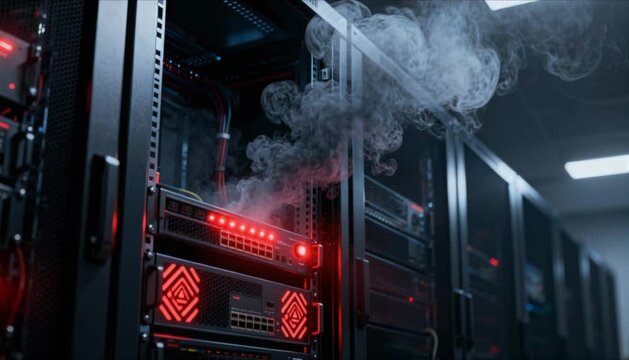 data center server rack malfunction with warning lights perfect for world backup day