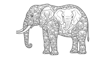  Majestic elephant: Depicting a grand, intricately designed elephant in an artistic and detailed illustration. Every detail is rendered with precision.