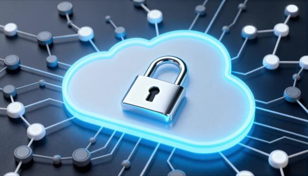 luminous cloud icon with lock and digital nodes perfect for world backup day