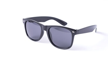 Stylish Black Sunglasses with Dark Lenses on a White Background