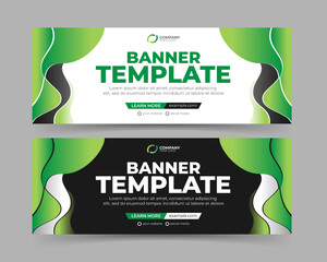 Creative green banner template design