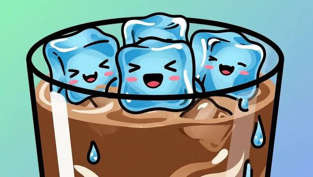 Cute Iced Coffee Cartoon Animation - Refreshing and Adorable.