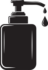 Obraz premium Black silhouette of a soap dispenser with liquid dripping drop dispensing pump