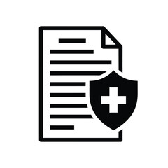 Obraz premium Medical document with shield and cross symbol on a representing health protection