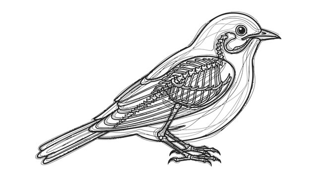 Anatomy of a Bird: A detailed sketch reveals the intricate skeletal structure of a bird, showcasing the wonders of avian anatomy and the beauty of nature's design.