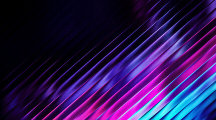 Fototapeta premium Grainy abstract background with vibrant diagonal lines of neon pink, purple, and blue light creating a dynamic, futuristic, and textured visual effect against a dark backdrop gradient background