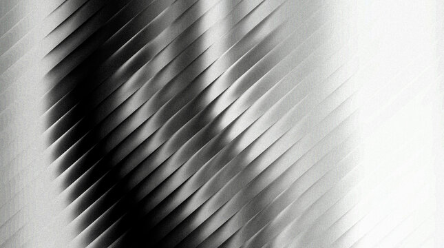 Grainy abstract monochromatic texture background with diagonal lines and grainy effect, high contrast black and white digital art representing shadow or movement