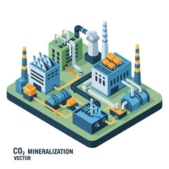 Obraz premium CO2 Mineralization Plant Isometric Illustration.