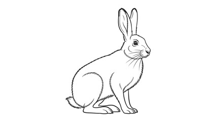 Obraz premium Rabbit Sketch: A detailed line drawing of a rabbit, showcasing its delicate features and graceful posture. The image is rendered in stark black and white, accentuating the animal's form