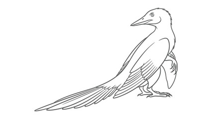 Fototapeta premium Feathered Ancient Bird Illustration: An artistic illustration captures the form and features of a feathered ancient bird, providing a glimpse into prehistoric avian life.