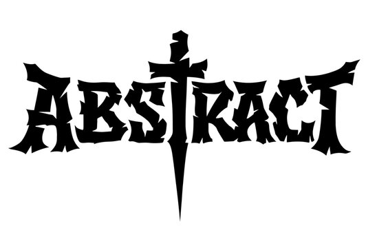 Abstract text logo in gothic metal font, sharp blade sword typography, black vector lettering.