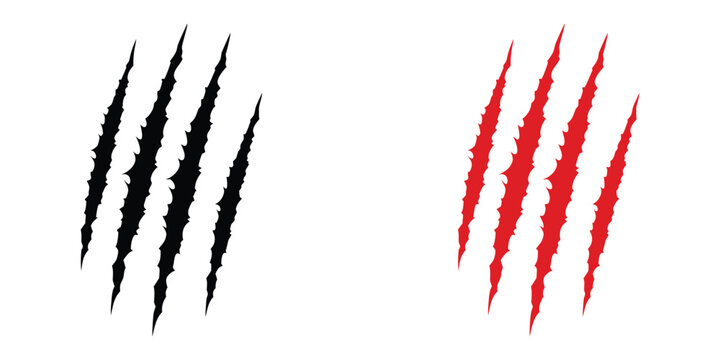 Animal claw scratches mark silhouette vector. Dinosaur claw scratches icon silhouette vector. Tiger, bear, lion scratches sign