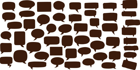 Obraz premium Hand Drawn Comic Speech Bubbles and Caption Boxes Set with Messy Marker Doodle Style, Thought Clouds, Burst Shapes and Empty Frames in Black Vector Line Art