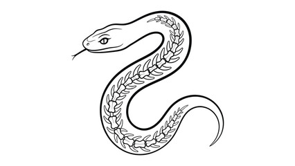 Obraz premium Serpentine Elegance: A minimalist illustration captures the fluid grace of a snake, its body artfully adorned with a unique pattern, evoking the creature's slithering charm and mysterious allure.