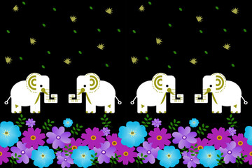 Fototapeta premium Thai Elephant Seamless Pattern – Traditional Thai Art Vector
