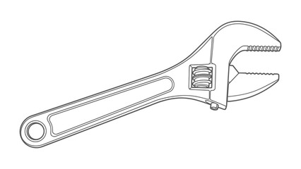 Obraz premium Adjustable Wrench : A detailed outline of a versatile tool, essential for many tasks in industry, embodies both form and function. This image is a celebration of the mechanical. 