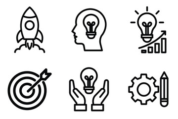 Fototapeta premium Startups and creativity icons for innovative business ideas